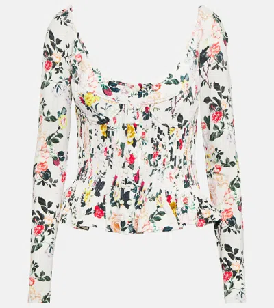 Rabanne Floral Peplum Top In Multi