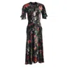 Rabanne Floral-print Brooch-detailed Maxi Dress In Multicolor Velvet In Multi