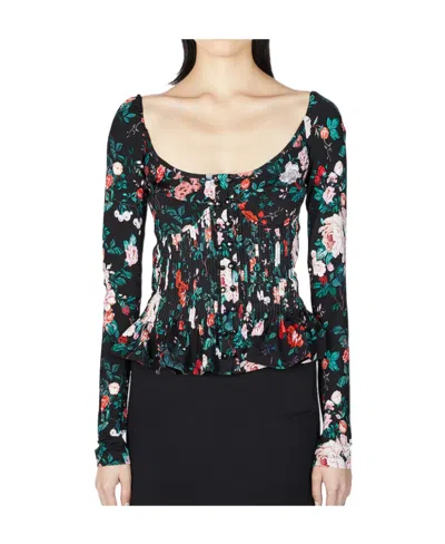 RABANNE PACO RABANNE FLORAL PRINTED SCOOPNECK TOP