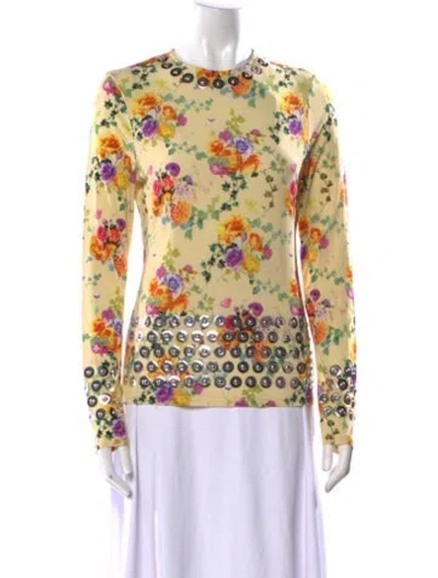 Pre-owned Rabanne Floral Print Crew Neck Blouse W/ Tags In Yellow