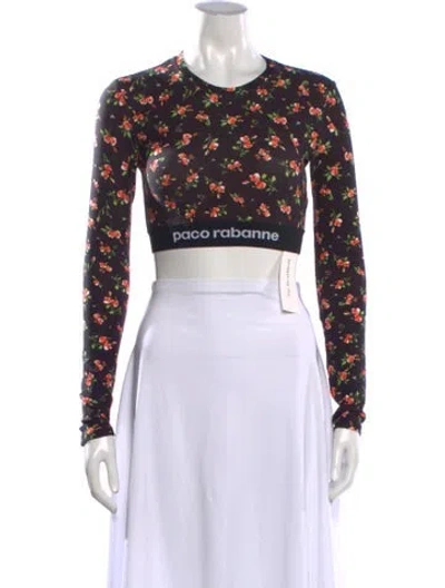 Pre-owned Rabanne Floral Print Crew Neck Crop Top In Multicolor