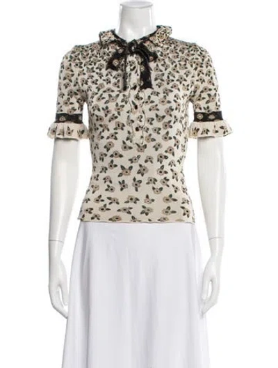 Pre-owned Rabanne Floral Print Crew Neck Top In Neutral