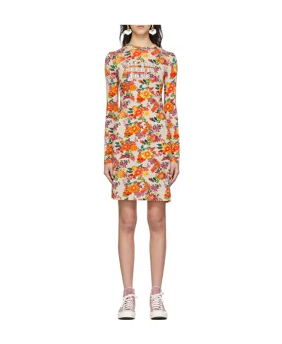 Rabanne Floral Print Dress In Nude