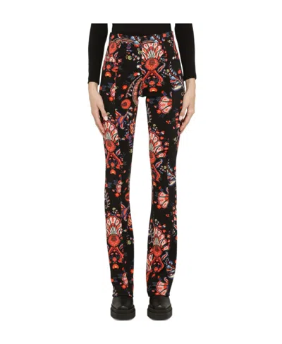 Rabanne Floral Print High-waisted Trousers In Black