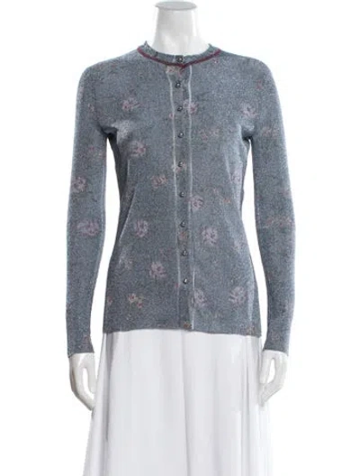 Pre-owned Rabanne Floral Print Jacket W/ Tags In Blue