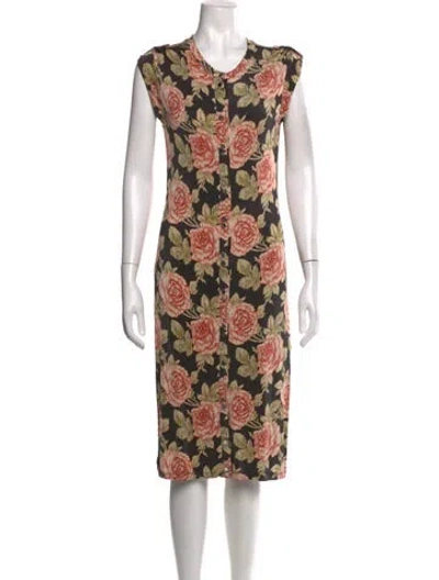 Pre-owned Rabanne Floral Print Knee-length Dress In Black