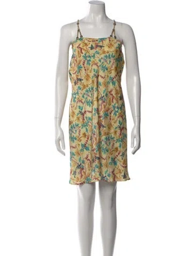 Pre-owned Rabanne Floral Print Knee-length Dress In Yellow