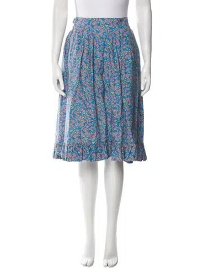 Pre-owned Rabanne Floral Print Knee-length Skirt In Blue
