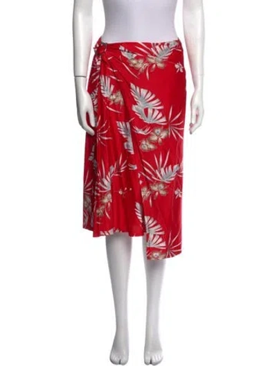 Pre-owned Rabanne Floral Print Knee-length Skirt In Red