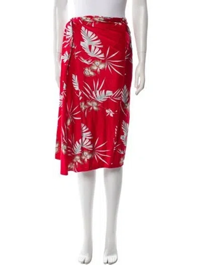 Pre-owned Rabanne Floral Print Knee-length Skirt In Red
