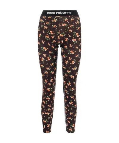 Rabanne Floral Print Leggings In Black