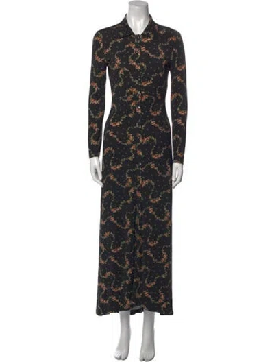 Pre-owned Rabanne Floral Print Long Dress In Black