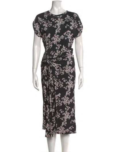 Pre-owned Rabanne Floral Print Long Dress In Black