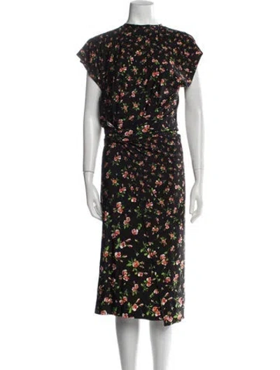 Pre-owned Rabanne Floral Print Long Dress In Black
