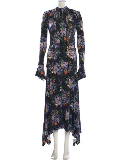 Pre-owned Rabanne Floral Print Long Dress In Black