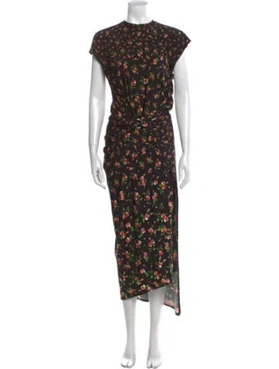 Pre-owned Rabanne Floral Print Long Dress In Black