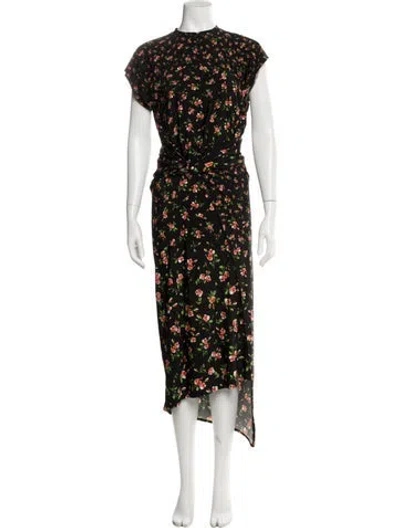 Pre-owned Rabanne Floral Print Long Dress In Black