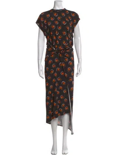 Pre-owned Rabanne Floral Print Long Dress In Black