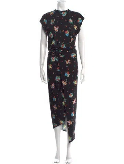 Pre-owned Rabanne Floral Print Long Dress In Black