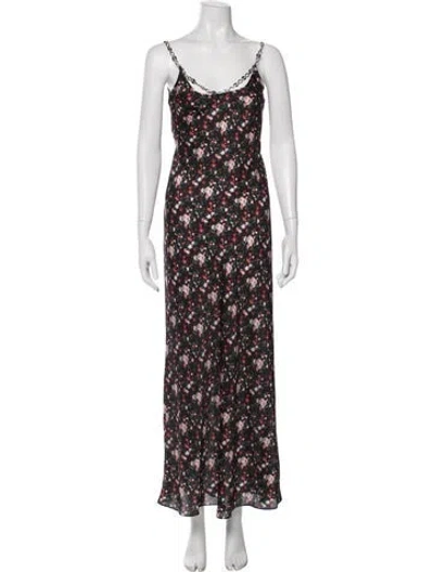 Pre-owned Rabanne Floral Print Long Dress In Black