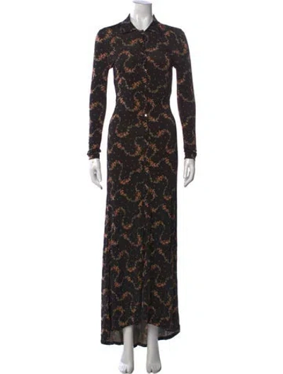 Pre-owned Rabanne Floral Print Long Dress In Black