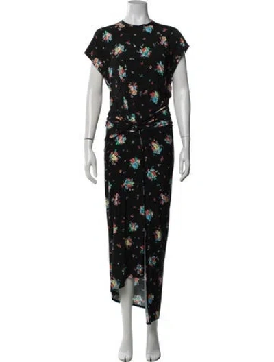 Pre-owned Rabanne Floral Print Long Dress In Black