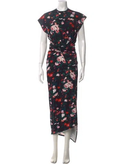 Pre-owned Rabanne Floral Print Long Dress In Black