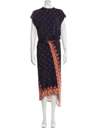 Pre-owned Rabanne Floral Print Long Dress In Blue