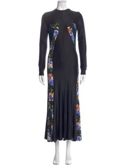 Pre-owned Rabanne Floral Print Long Dress In Blue