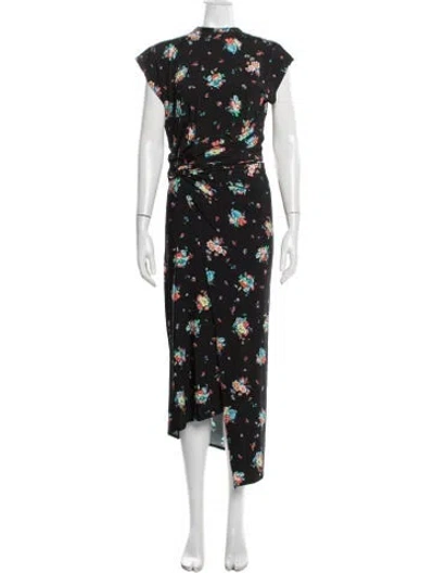 Pre-owned Rabanne Floral Print Long Dress In Blue