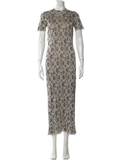 Pre-owned Rabanne Floral Print Long Dress In Gray