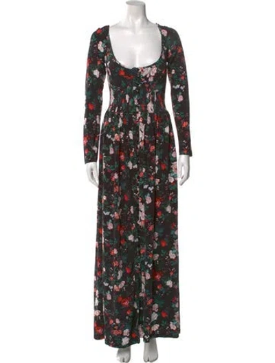 Pre-owned Rabanne Floral Print Long Dress In Green