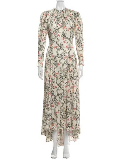 Pre-owned Rabanne Floral Print Long Dress In Neutral