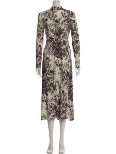 Pre-owned Rabanne Floral Print Long Dress In Neutral
