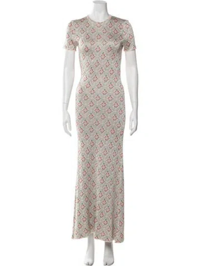Pre-owned Rabanne Floral Print Long Dress In Neutral