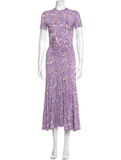 Pre-owned Rabanne Floral Print Long Dress In Purple
