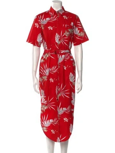 Pre-owned Rabanne Floral Print Long Dress In Red