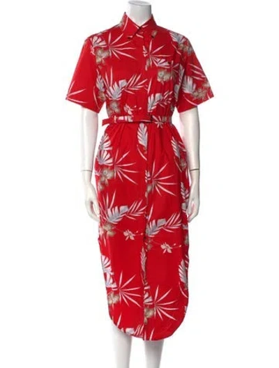 Pre-owned Rabanne Floral Print Long Dress In Red