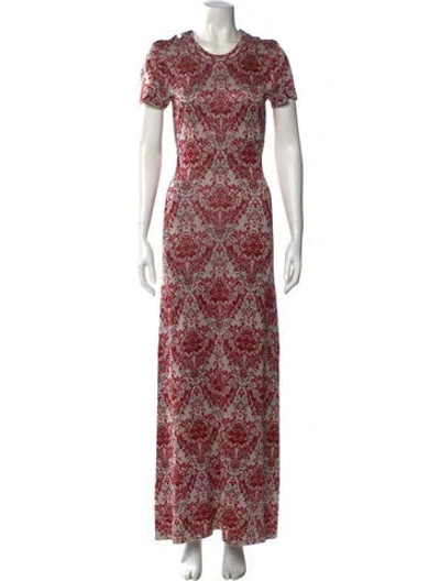 Pre-owned Rabanne Floral Print Long Dress In Red