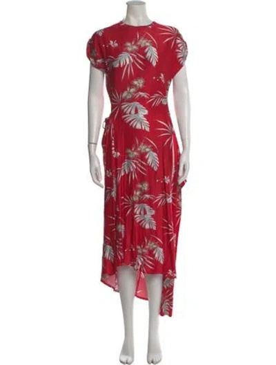 Pre-owned Rabanne Floral Print Long Dress In Red