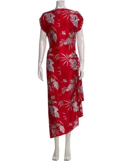 Pre-owned Rabanne Floral Print Long Dress In Red