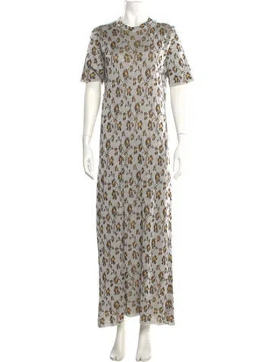 Pre-owned Rabanne Floral Print Long Dress In Silver