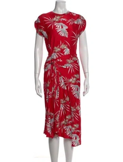 Pre-owned Rabanne Floral Print Long Dress W/ Tags In Red