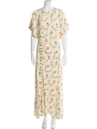Pre-owned Rabanne Floral Print Long Dress W/ Tags In Yellow