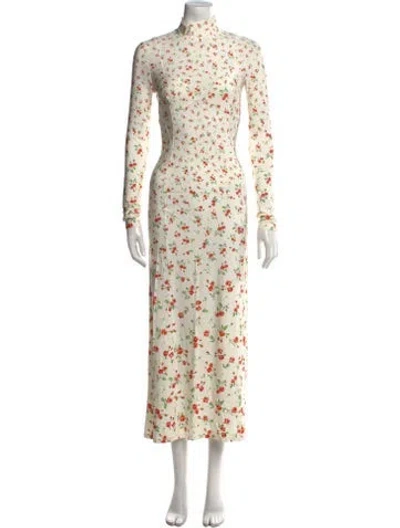Pre-owned Rabanne Floral Print Long Dress In White
