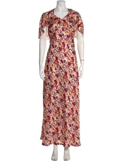 Pre-owned Rabanne Floral Print Long Dress In Yellow