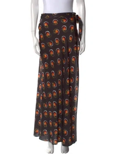 Pre-owned Rabanne Floral Print Long Skirt In Black