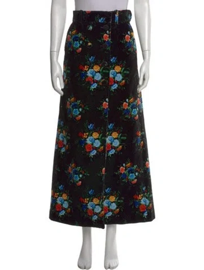 Pre-owned Rabanne Floral Print Long Skirt In Black