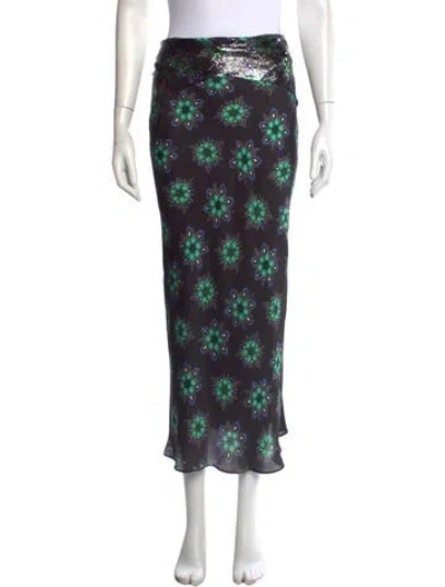 Pre-owned Rabanne Floral Print Long Skirt In Black