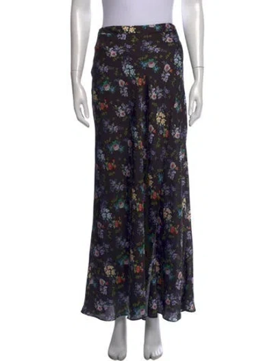 Pre-owned Rabanne Floral Print Long Skirt In Black